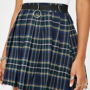 BNWT Current Mood Dress Code Plaid Skirt Cobalt